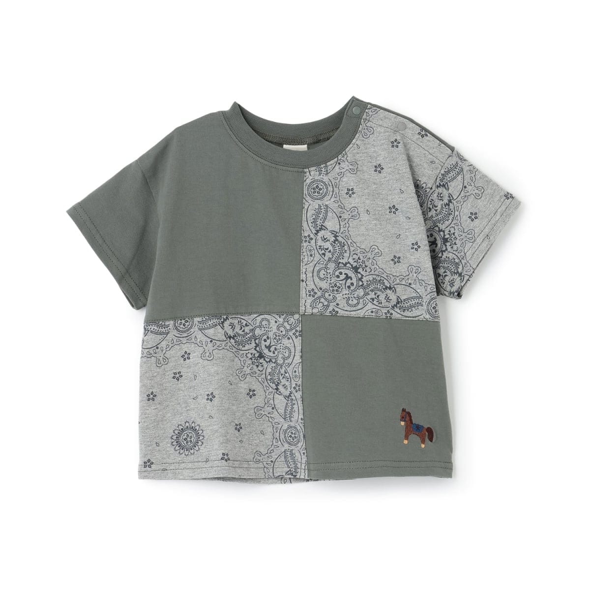 パッチワーク半袖Tシャツ