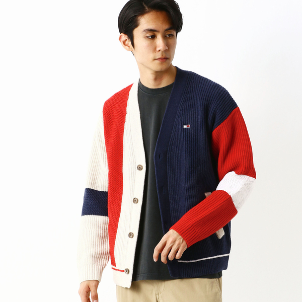 カラーブロックVネックカーディガン | トミー ジーンズ(TOMMY JEANS ...