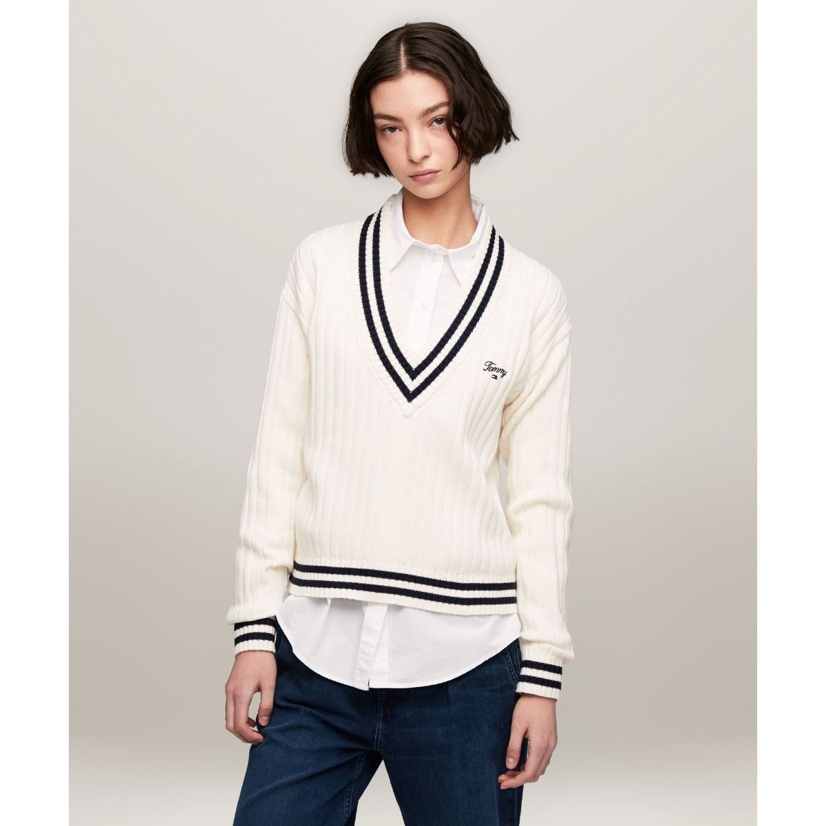 [�}���C]�X�v���N�g���SV�l�b�N���u�Z�[�^�[/�g�~�[ �W�[���Y�iTOMMY JEANS�j �z���C�gYBH