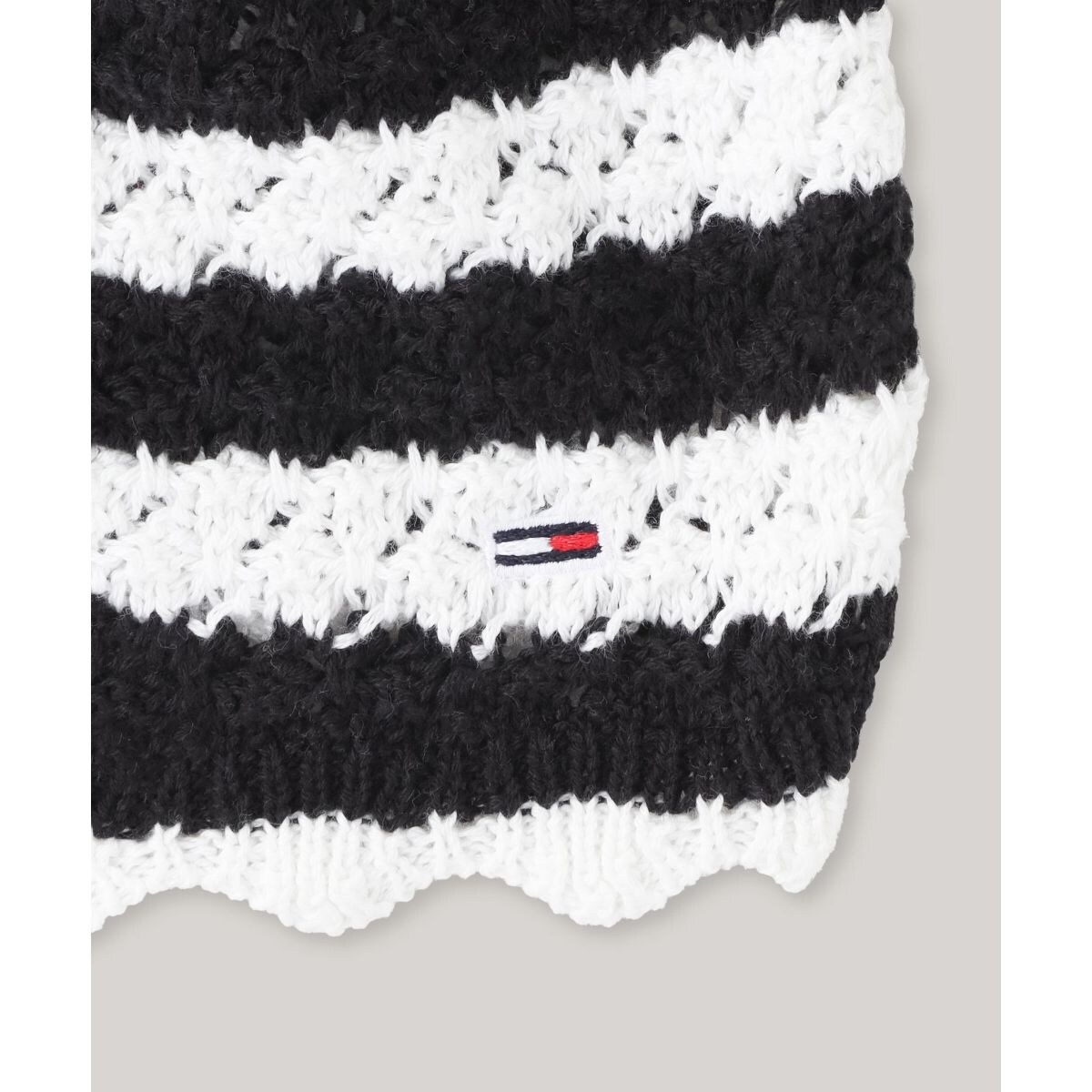 トミージーンズ  JEANS TJW CROCHET STRIPE TOP （ブラック） TJW CROCHET STRIPE TOP | トミー ジーンズ(TOMMY JEANS