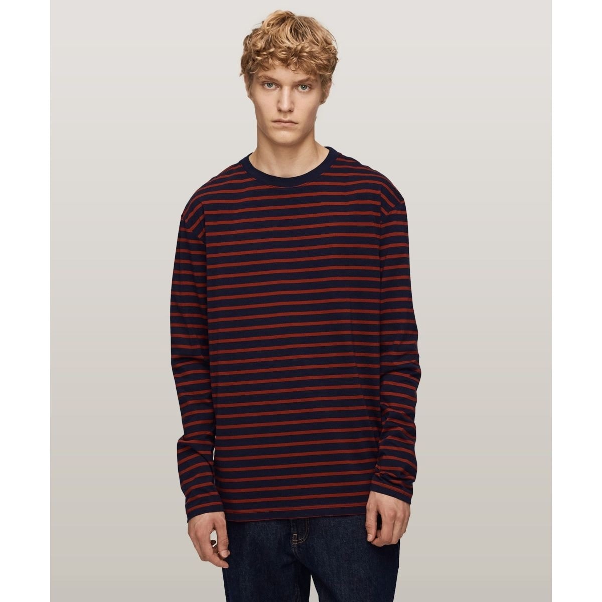 [�}���C]TJM RG BRTN STRP LS Rgtt Rd / Drk N/�g�~�[ �W�[���Y�iTOMMY JEANS�j ���b�hXIT