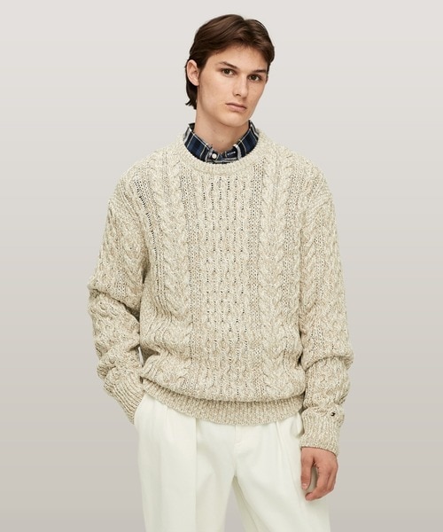 [�}���C]�����l�A�����P�[�u���N���[�l�b�N�Z�[�^�[/�g�~�[ �q���t�B�K�[�iTommy Hilfiger�j �}���`0K4