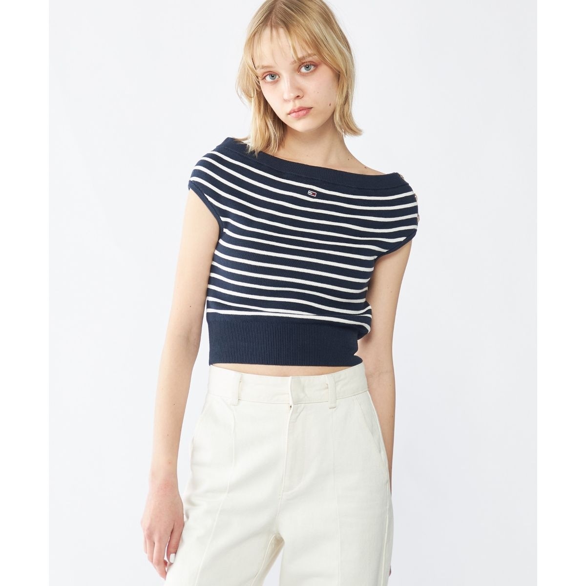 【1回のみ着用美品】ストライプ オフショルダー セーター オフショルダーストライプセーター | トミー ジーンズ(TOMMY JEANS