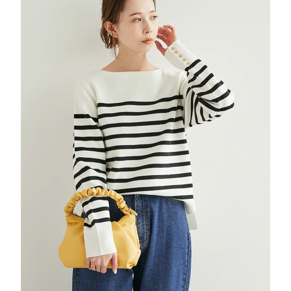 ジェンヌ ボートネック カットソーワンピーネイビー ロングワンピース