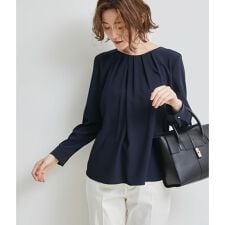WEB限定カラー:ラベンダー】ジョーゼットフロントタックブラウス 