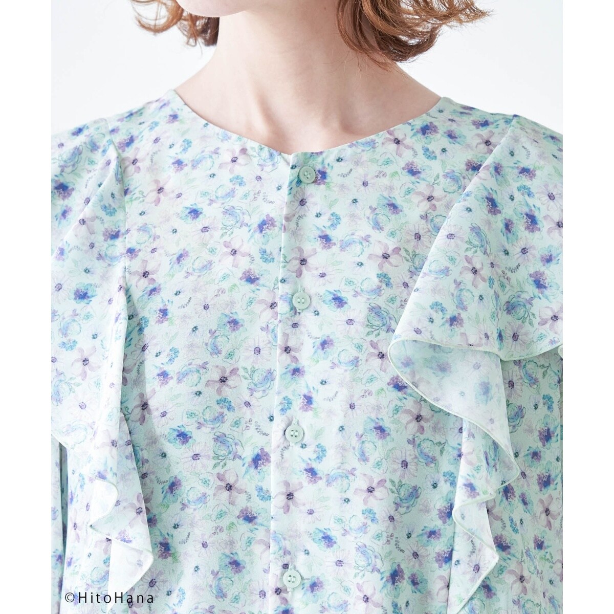 正規店仕入れの ♧Hana-no Blouse ブラウス 38 ホワイト ピンク 花柄