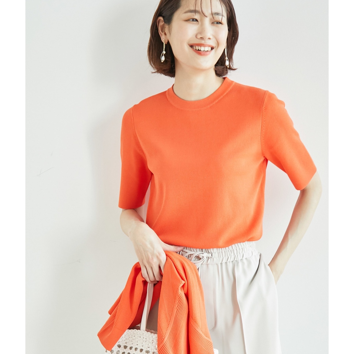 Beauty knit ハーフスリーブニットトップス WEB限定カラーあり | ロペ