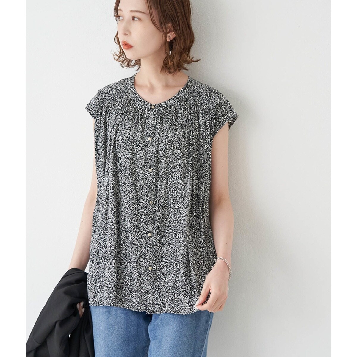 ROPÉ ロペ　前後2WAYシャーリングカラーブラウス　パープル　ゆったり ROPÉ ロペ 前後2WAYシャーリングカラーブラウス パープル ゆったり