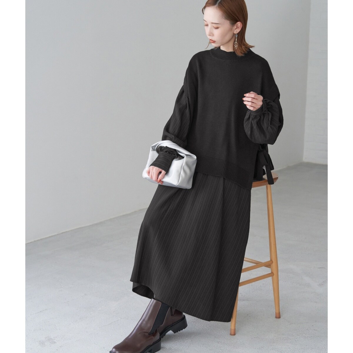 ブラックロングワンピース ベスト付き WEB限定】ニットベスト付ワンピース | ロペピクニック(ROPE' PICNIC