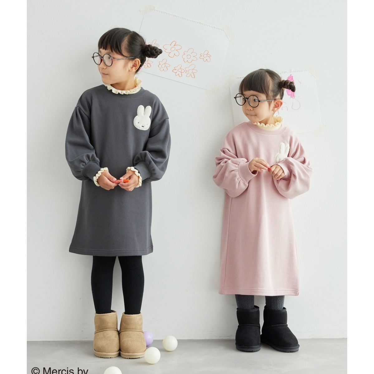 KIDS】miffy(ミッフィー )×ROPE' PICNIC/ボアワッペンワンピース