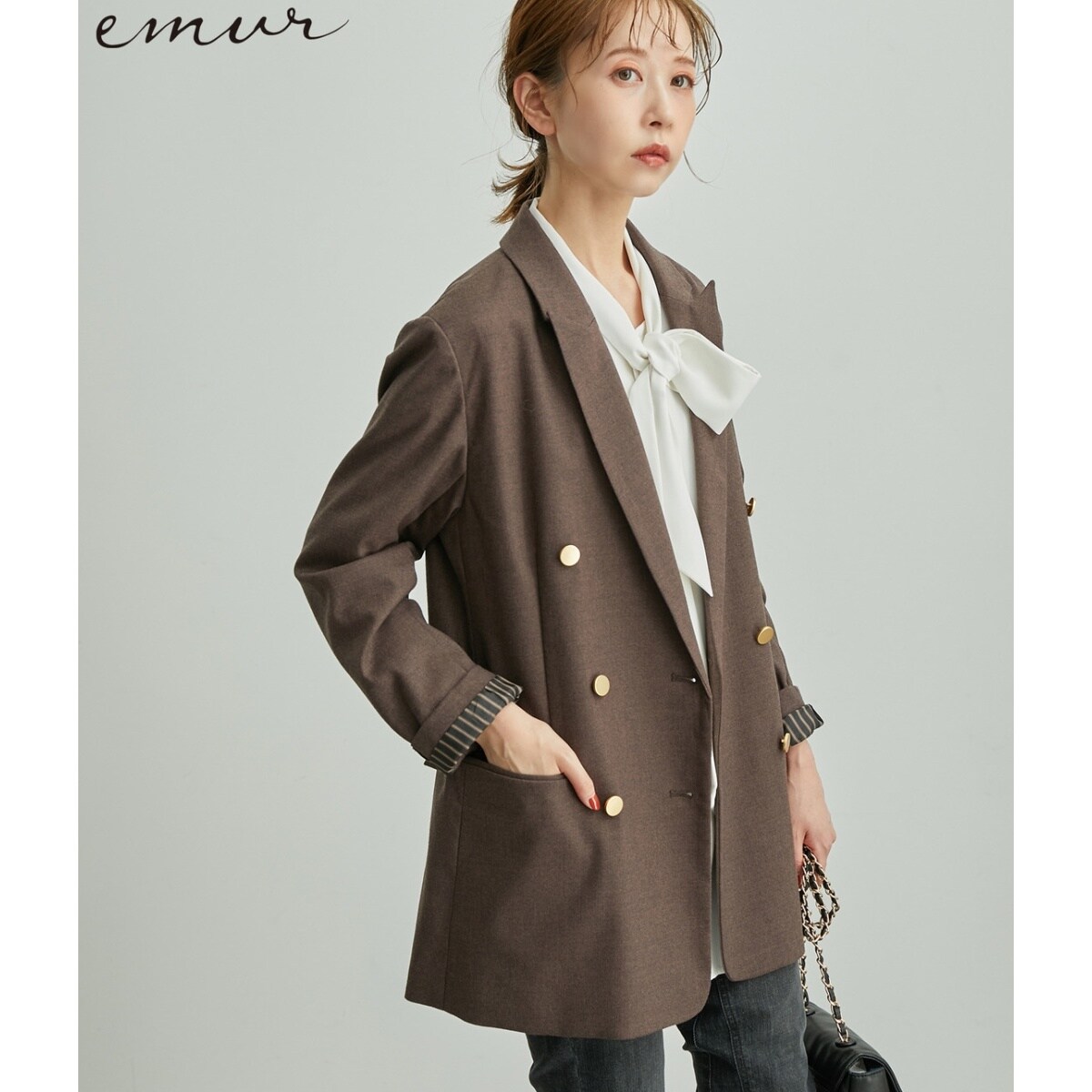 【ゴールドボタンが際立ちエレガント★】ペプラムジャケット Retro High Street Personality Print 2021 Women's Designer