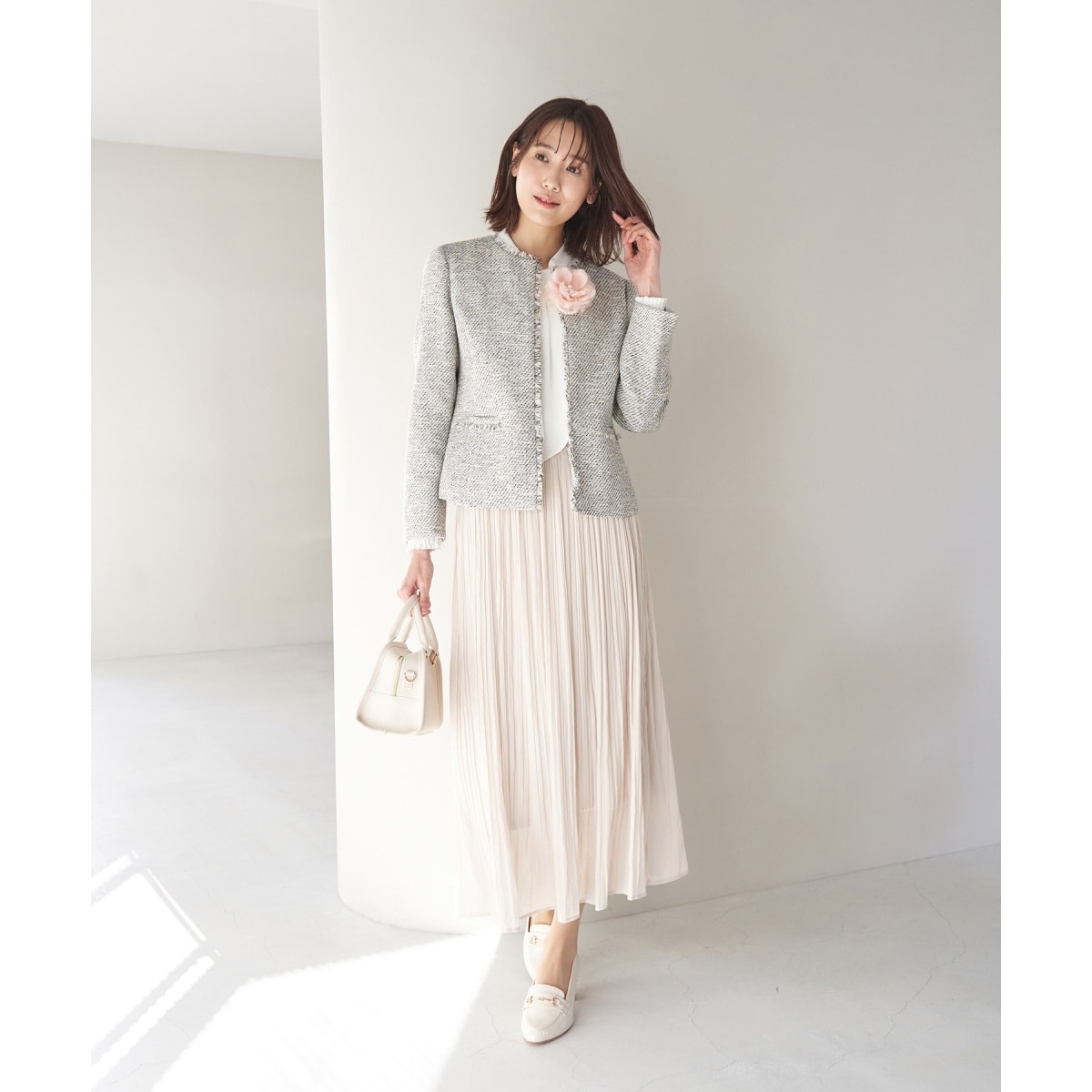 ジャケットROPÉ PICNIC リボンテープツイードフリンジジャケット ROPE' PICNIC ジャケット ノーカラージャケット リボンテープ
