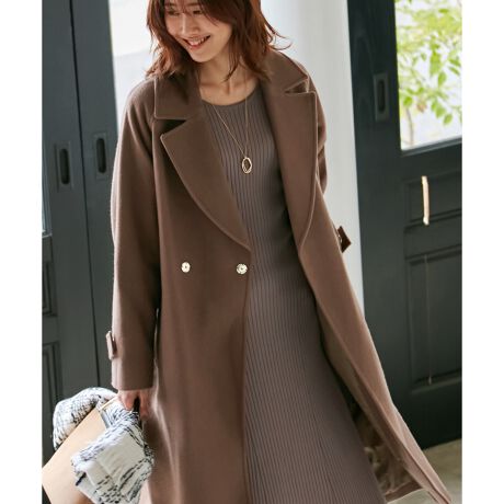 ロペピクニック【WEB限定カラー:ブラウン、ベージュ】JAPAN FABRIC中伝チェスターガウンコート