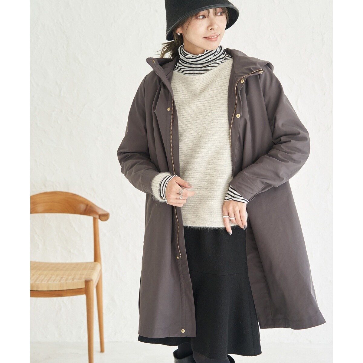 花粉ガード・撥水加工/ライナー取り外しサイドスリットモッズコート