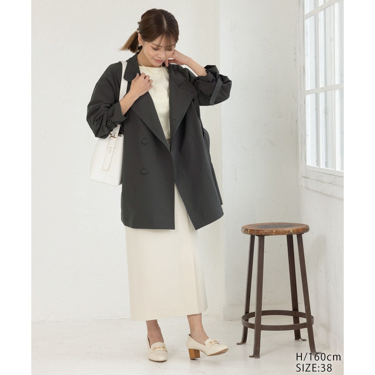 新品★ROPE PICNIC スタンドカラーコートN241128-16 ROPÉ PICNIC(ロペピクニック) / JAPAN FABRICスタンドカラー