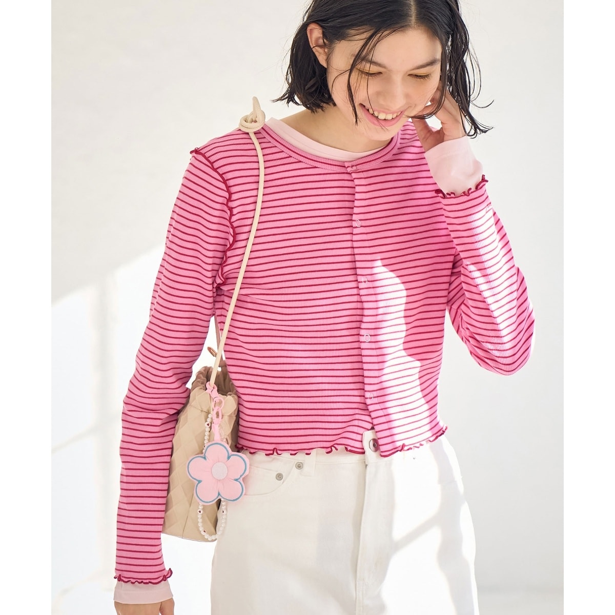 ROPE’ - 新品　ROPE パールニット　毛100%  綺麗ピンクベージュ ROPE' - 新品 ROPE パールニット 毛100% 綺麗ピンクベージュの