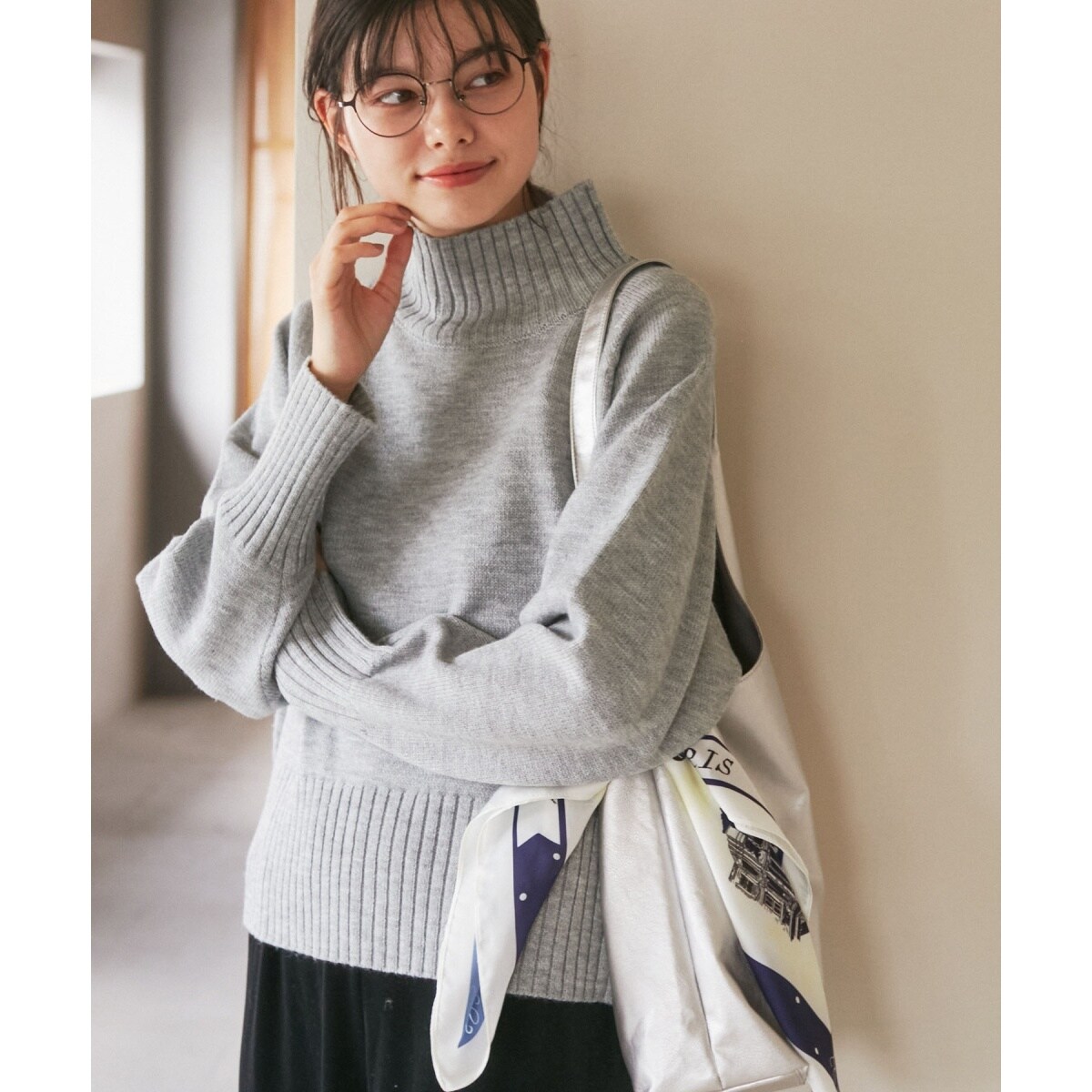 ハイネックラグランニットプルオーバー/帯電防止・洗濯機OK・新色追加