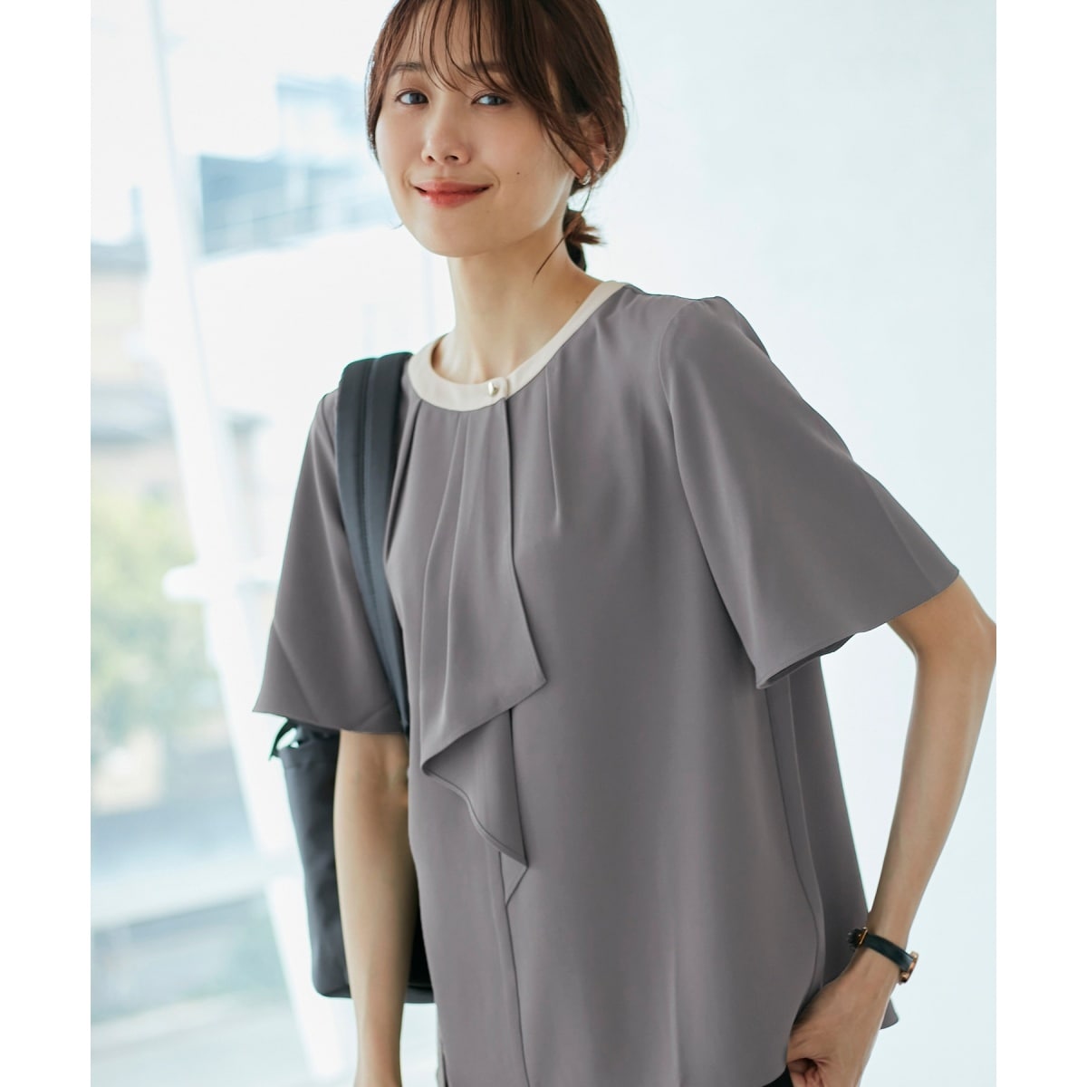 ブラウス シャツ バックスリットハーフスリーブブラウス レディース yuni ブラウス シャツ バックスリットブラウス レディース