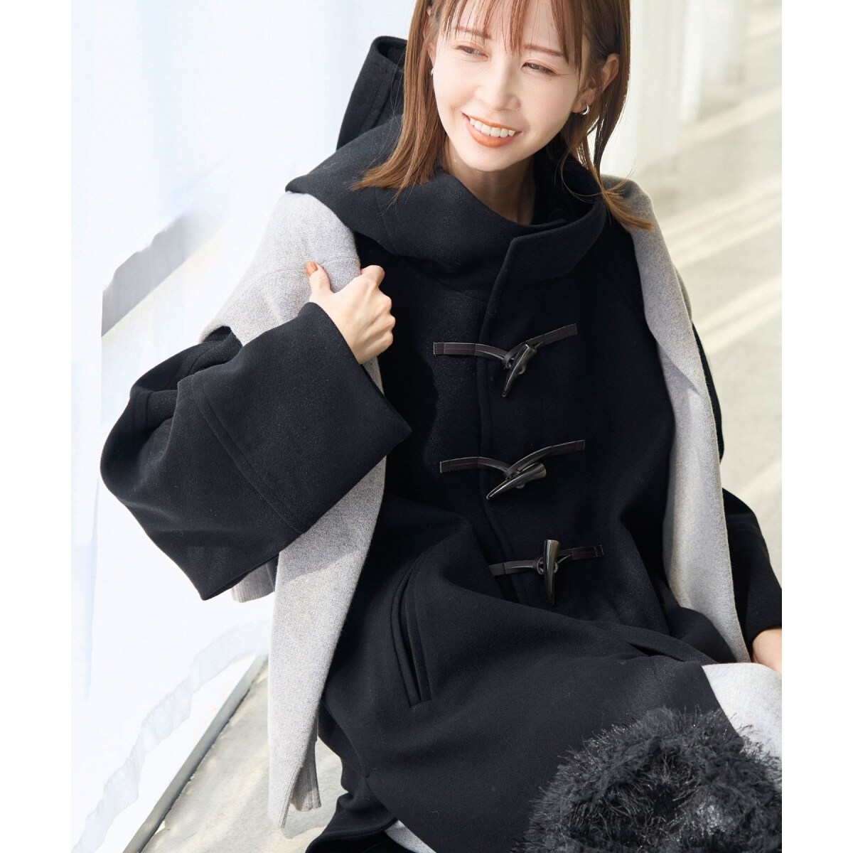 【美品】ロペピクニック　ジャージメルトンオーバーダッフルコート モカ　完売品 美品】ロペピクニック ジャージメルトンオーバーダッフルコート