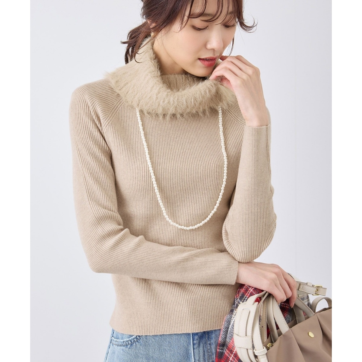 襟フェザーオフタートルニットプルオーバー | ロペピクニック(ROPE