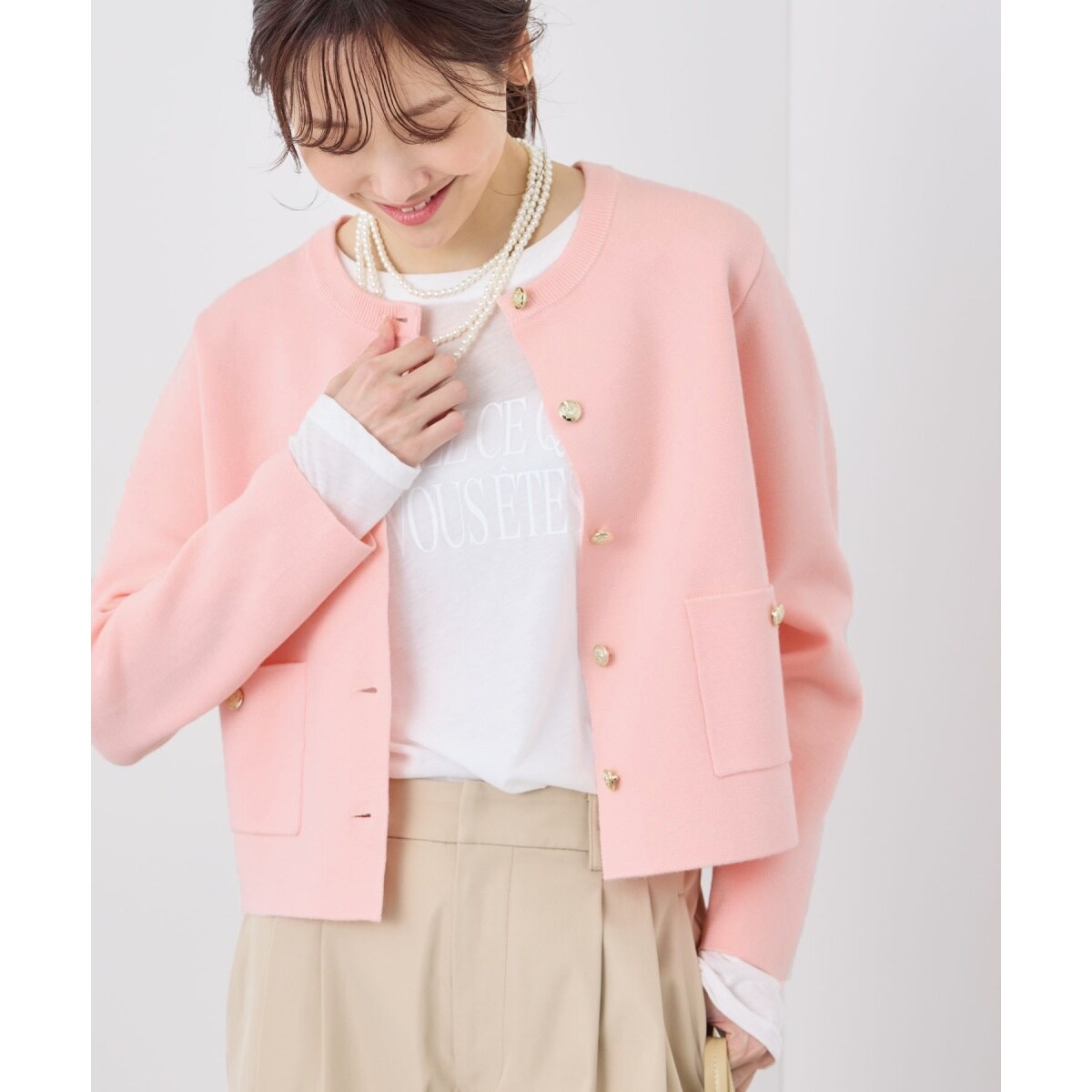 WEB限定カラー:ブラック】ミラノリブ金ボタンニットカーディガン