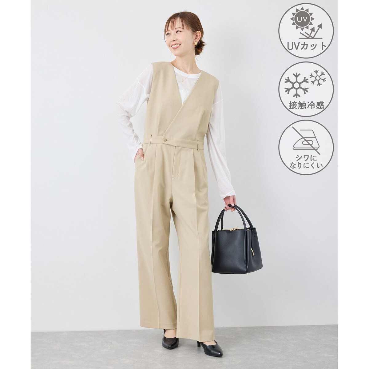 【EMOELLE】アダムエロペ　オールインワン　グレー　36 ADAM ET ROPE' オールインワン 「EMOELLE」ハーフスリーブV