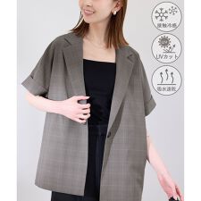 【接触冷感・UVカット・速乾】【リネンライク・シリーズ】シアーハーフスリーブジャケット/セットアップ