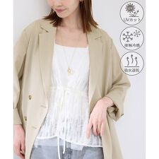 【接触冷感・UVカット・速乾】【リネンライク・シリーズ】シアーテーラードジャケット/セットアップ対応