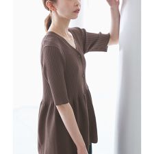 5分袖ペプラムカーディガン