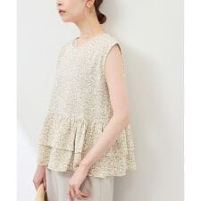 小花柄ティアードゼロスリーブブラウス