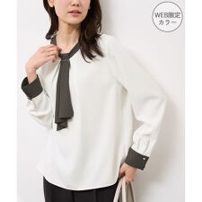 ロペピクニック(ROPE' PICNIC)の【WEB限定カラー・サイズ】メタルパーツフロントフリルタイブラウス/通勤対応