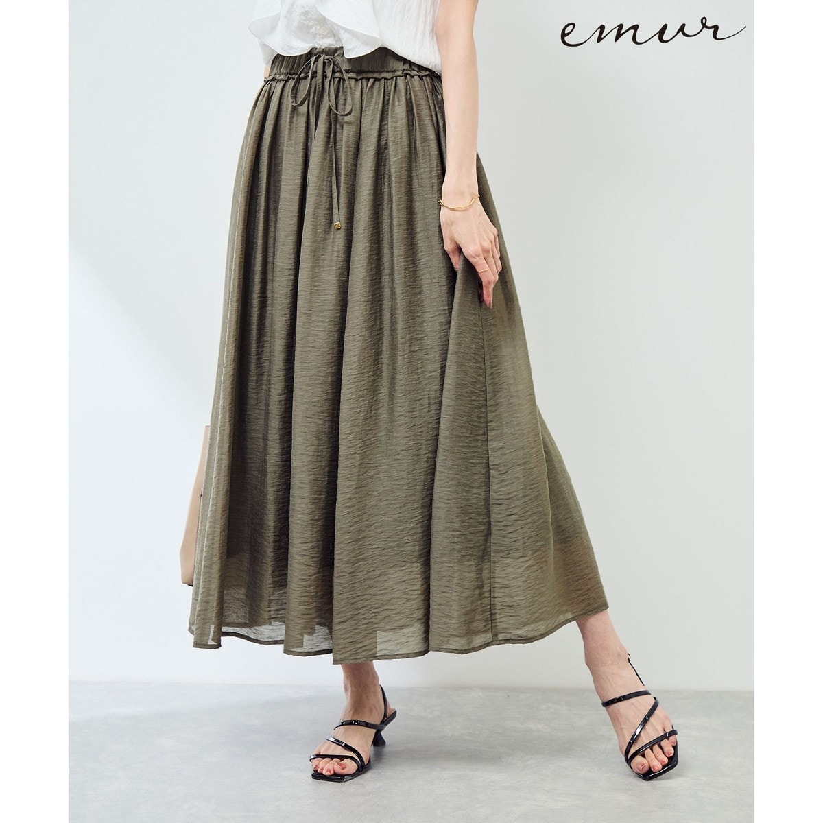 【訳あり】ROPEロペピクニック◆ゆうパケット無料 春色ブーケ柄フレアスカート/ライトグリーンM