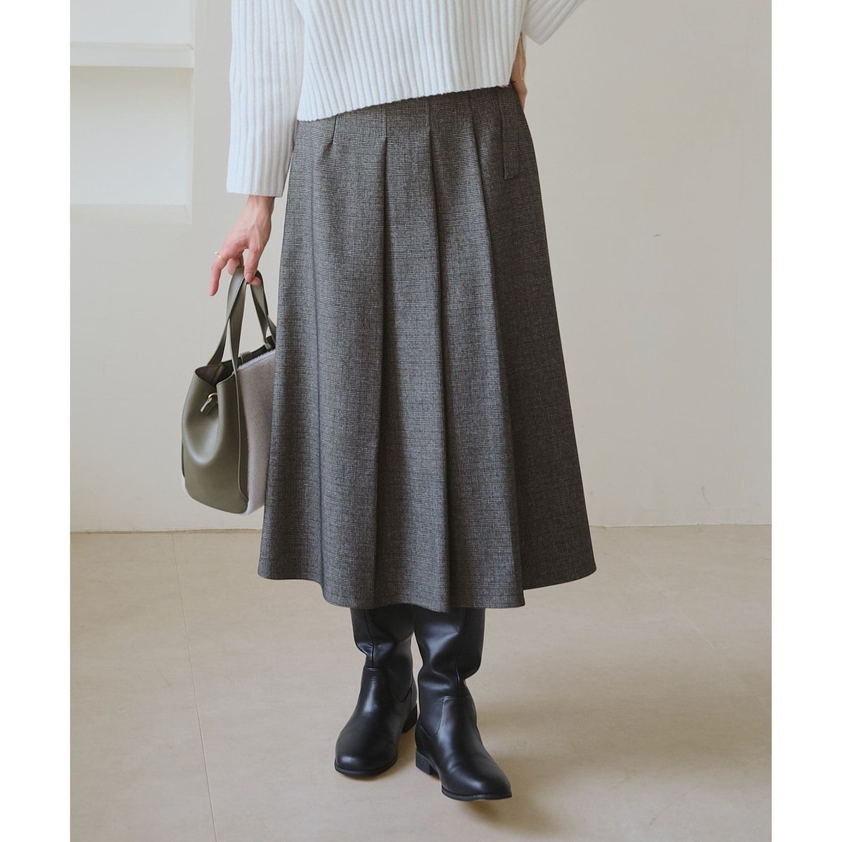 レディハンサムシリーズ ウールライクタックキルトスカート