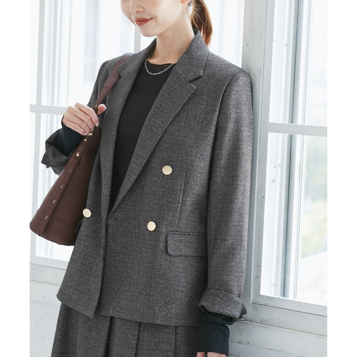 新品タグ付き♡ロペピクニック♡テーラードジャケット♡チェック♡MISAMO ROPÉ PICNIC(ロペピクニック) / ツイードセミダブルジャケット