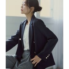 ロペピクニック(ROPE' PICNIC)のレディハンサムシリーズ ウールライク金ボタンジャケット(半裏地)/セットアップ・通勤対応