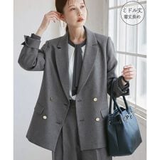 ロペピクニック(ROPE' PICNIC)の【WEB限定・ミドル丈】レディハンサムシリーズ ウールライク金ボタンジャケット(半裏地)/通勤対応