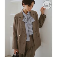 ロペピクニック(ROPE' PICNIC)の【WEB限定・ミドル丈】レディハンサムシリーズ ウールライク金ボタンジャケット(半裏地)/通勤対応