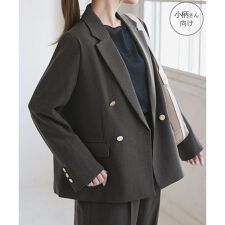 【低身長・小柄さんサイズ】レディハンサムシリーズ ウールライク金ボタンジャケット(半裏地)