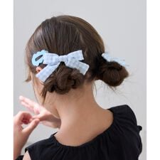 チェック柄リボンゴム×ヘアピンセット
