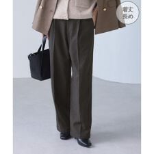 【WEB限定・丈長め】レディハンサムシリーズ ウールライクウエストタックセミワイドパンツ