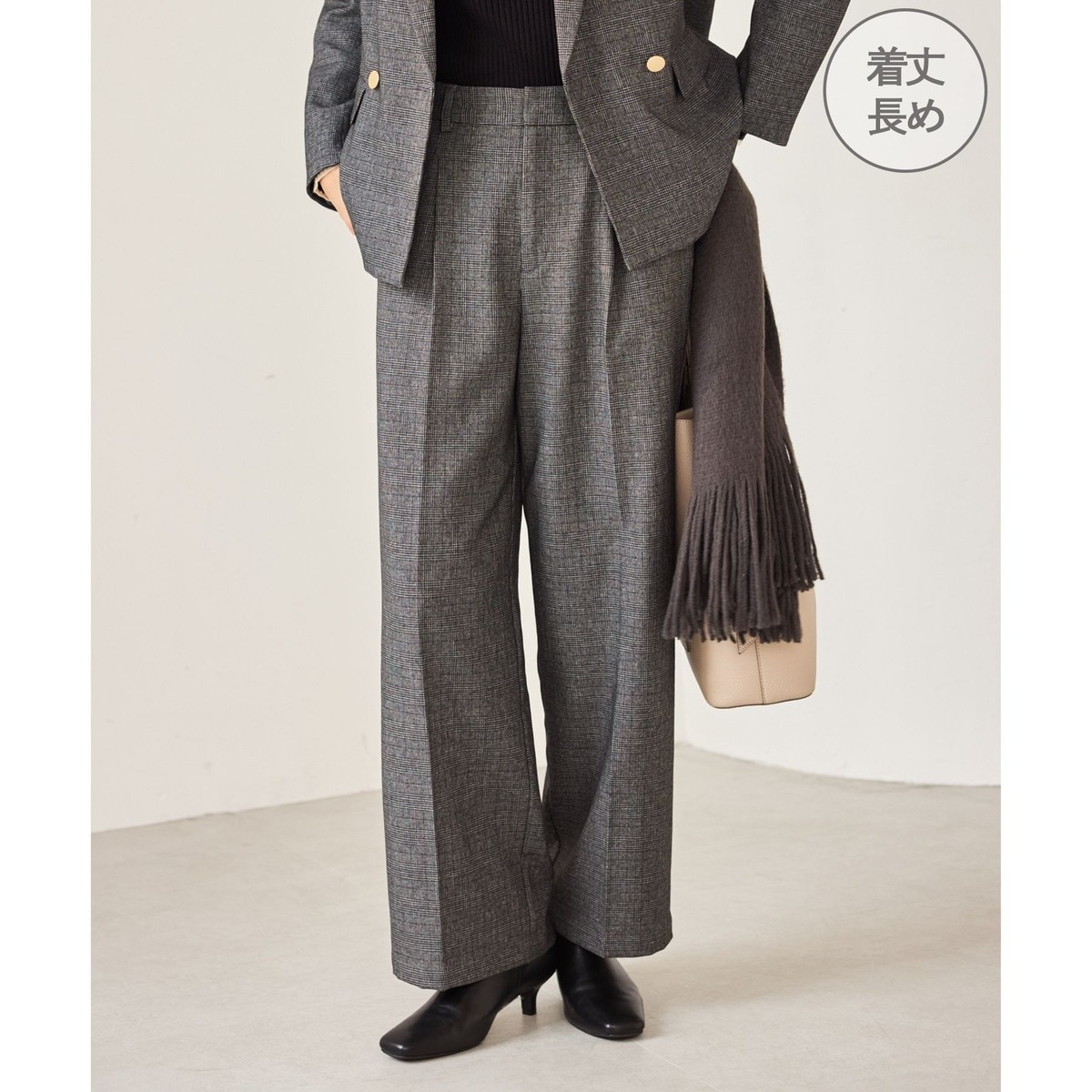 コットン シアサッカーストライプ プレーンフロント クロップドパンツ