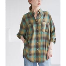 オンブレチェックシャツ/UVケア