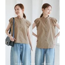 着丈が選べるバルーンスリーブシャツブラウス/イージーケア