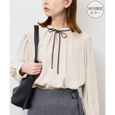 【前後2WAY】【WEB限定カラー】配色リボンブラウス/通勤対応