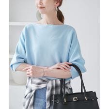 ラメ混ドルマン7分袖ニット