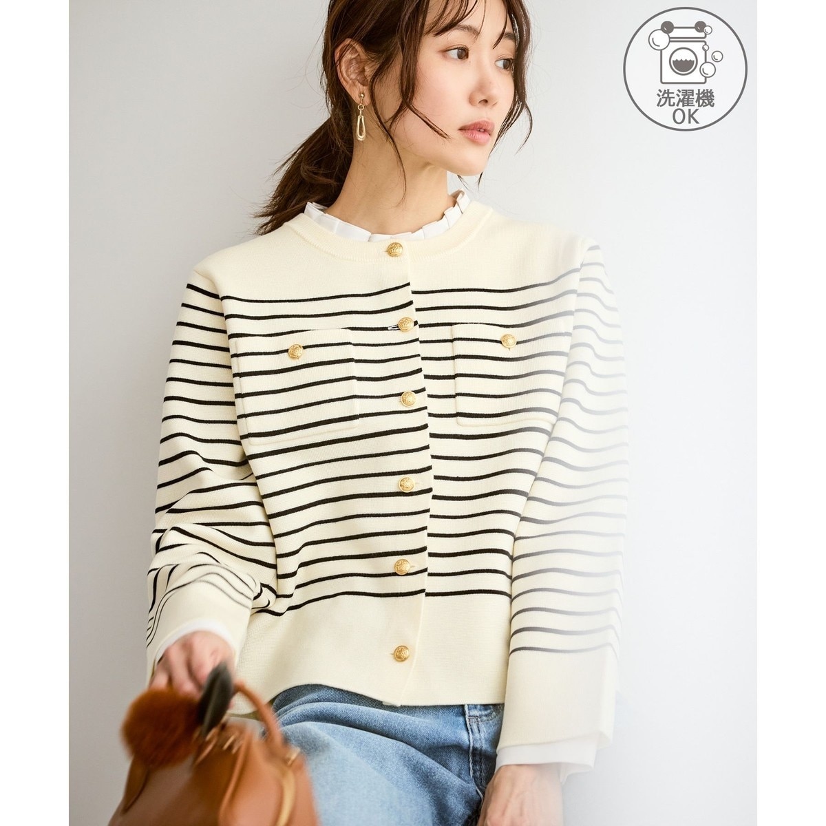 一部店舗・WEB限定】【RIENDA GOLF】KNIT ツイードカーデTOP