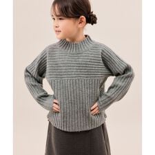 【KIDS/キッズ】もちもちリブ切り替えニットプルオーバー/イージーケア・リンクコーデ