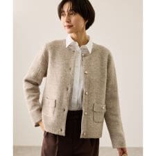 ダブルフェイス襟取り外し起毛カーディガン