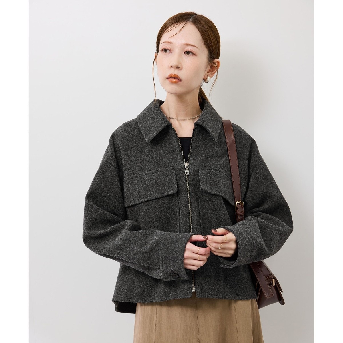 Ray BEAMS フェイクムートンボマーブルゾン　brown 0 Ray BEAMS ／ フェイクムートン ボマー ブルゾン