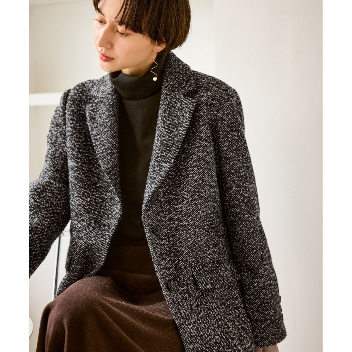 【新品】DOUX ARCHIVES メッシュフレンチスリーブジャケット　黒　38 新品】DOUX ARCHIVES メッシュフレンチスリーブジャケット 黒 38
